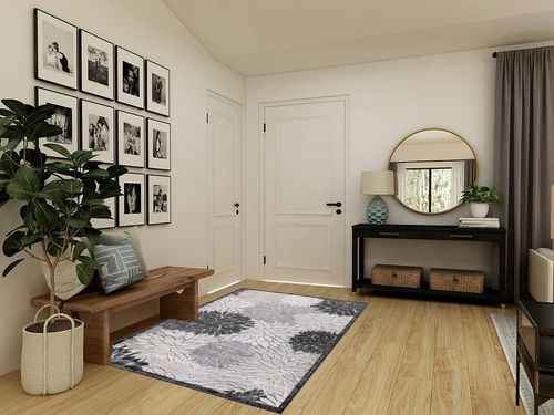 CAMILSON Indoor/Outdoor Rug, Gray 5’3”x7’ Floral Exotic Tropical Area Rugs for Indoor and Outdoor patios, Easy-Cleaning Non-Shedding Living Room, Garden and Kitchen Washable Outside Carpet (5x7) in Transitional Minimalistic Entryway