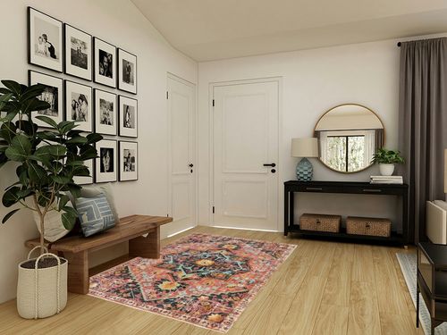 Lahome Boho Medallion Area Rug - 5x7 Pink Rugs for Bedroom Girls Washable Large Rug for Living Room, Vintage Printed Non Slip Soft Indoor for Dining Room Dressing Room Basement, Hot Pink in Transitional Minimalistic Entryway