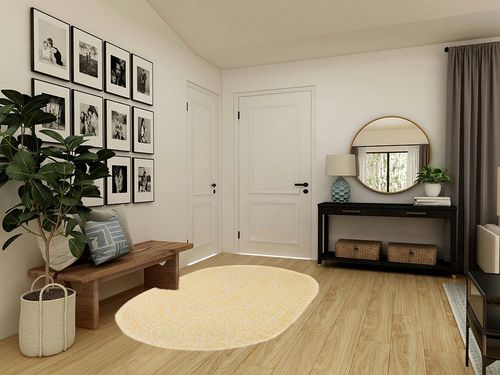 Super Area Rugs Farmhouse Braided Rug Cotton Kitchen Reversible Carpet, Yellow & White, 5' x 7' Oval in Transitional Minimalistic Entryway