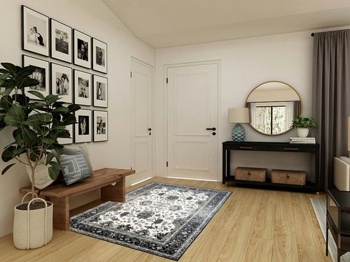 VK VK·LIVING Washable Rug 5x7 Area Rug for Living Room Bedroom Rug Lightweight Large Area Rug Thin Vintage Rug No Smell Machine Washable Rug for Dining Room Home Kitchen, Darkgrey&Olive Green in Transitional Minimalistic Entryway