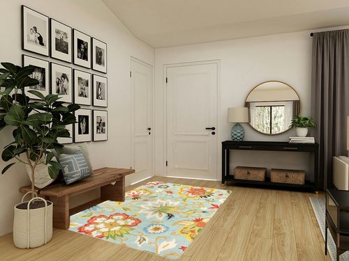 Lahome Machine Washable Floral Living Room Rug - 5x7 Area Rugs for Bedroom Non-Slip Large Low-Plie Kitchen Rug Soft Throw Nursery Kids Room Rug Distressed Indoor Carpet for Dining Room Entryway Office in Transitional Minimalistic Entryway