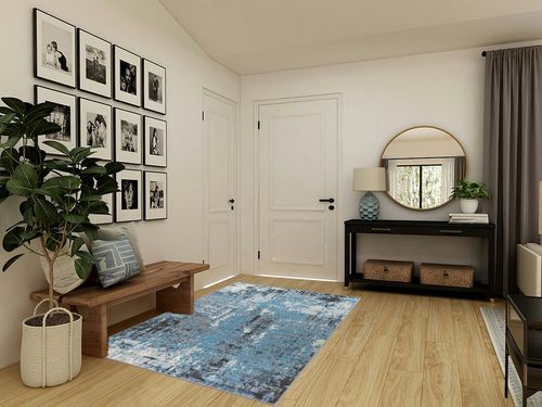 Rugshop Modern Abstract Soft Area Rug 5' x 7' Blue in Transitional Minimalistic Entryway