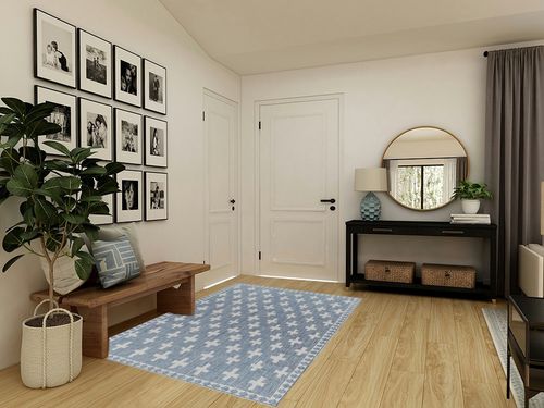 Mark&Day Outdoor Rugs, 5x7 Thornhill Modern Navy Indoor/Outdoor Area Rug, Blue Black Carpet for Patio, Porch, Deck, Bedroom, Living Room or Kitchen (5'3" x 7') in Transitional Minimalistic Entryway