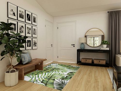 Zacoo Washable Rug 5x7 Area Rugs for Bedroom Green Rug Leaf Rug Stain Resistant Tropical Palm Tree Emerald Natural Rug Botanical Cute Rugs for Living Room Dining Room Nursery, 5'x7' in Transitional Minimalistic Entryway