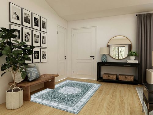 Zacoo Washable Rug 5x7 Area Rugs Boho Rug Vintage Area Rugs for Living Room Bedroom Dining Room Distressed Non Slip Rugs Carpet Non Shedding Oriental Rug, Green/White in Transitional Minimalistic Entryway