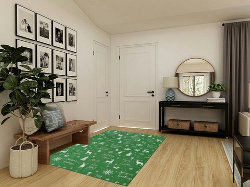 GAOMON Rugs for Living Room Christmas Room Decor Green Area Rug 5x7 Washable Rugs Non Slip Carpet Floor Mat Low Pile Rugs for Bedroom Nursery Classroom Rugs 5'x7' Green in Transitional Minimalistic Entryway