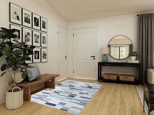 COZYLOOM Modern Geometric Rug 5x7 Contemporary Distressed Area Rug Low Pile Non-Shedding Living Room Rug Indoor Floor Cover Bedroom Home Office Dorm Dining Room Throw Carpet Non Slip Thin Blue/Green in Transitional Minimalistic Entryway