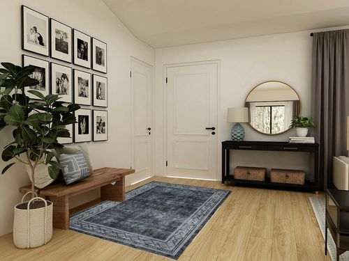 Fashionwu Vintage Area Rug 5x7 Grey Rug for Bedroom Machine Washable Floor Mat for Office Geometric Patio Dining Room Rug Aesthetic Carpet Non-Shedding Anti-Slip Floor Mat, Gem Printed, Gray in Transitional Minimalistic Entryway