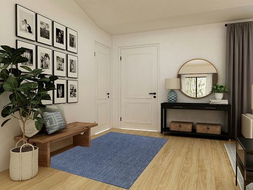 Beverly Rug Indoor Outdoor Rug 5x7, Washable Outside Carpet for Patio, Deck, Porch, Solid Modern Area Rug, Water Resistant, Azure Blue in Transitional Minimalistic Entryway