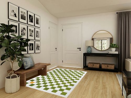 Wonnitar Checkered 5x7 Area Rug,Washable Green Rugs for Living Room,Large Modern Checkerboard Bedroom Rug,Non-Slip Soft Low Pile Stain Resistant Dining Carpet for Nursery Apartment Dorm in Transitional Minimalistic Entryway