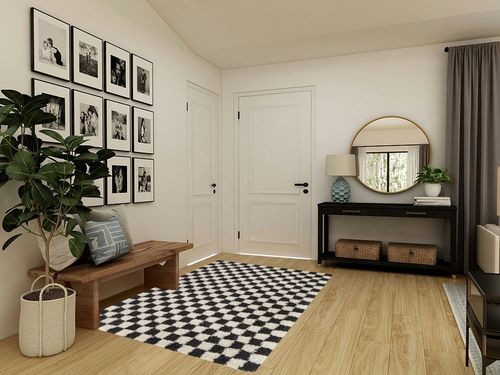 Balta Rugs Oslo Checkered Shag Rug, Black, 5' 3" x 7' in Transitional Minimalistic Entryway