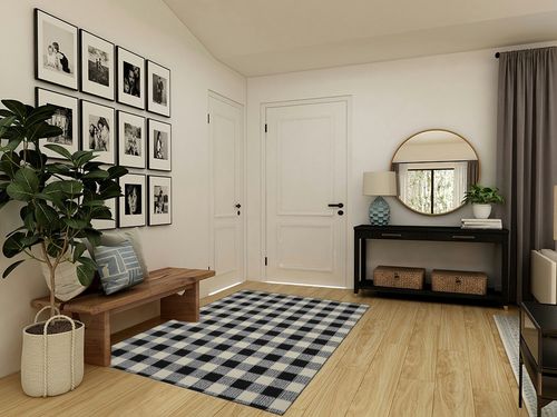 Garland Rug Country Living Buffalo Plaid Area Rug, 5-Feet by 7-Feet, Black/Ivory in Transitional Minimalistic Entryway