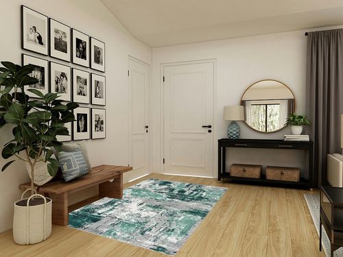 LUXE WEAVERS Abstract Distressed Green 5x7 Area Rug for Living Room in Transitional Minimalistic Entryway