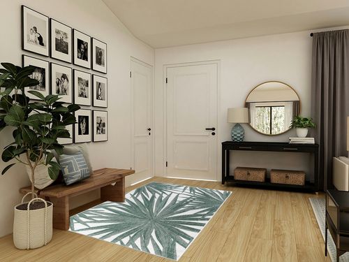 Rugshop Tropical Leaves Nature Inspired Indoor/Outdoor Area Rug 5' x 7' Green in Transitional Minimalistic Entryway