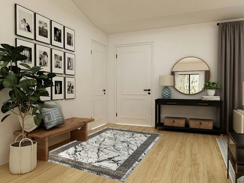 United Rugs Marble Collection Grey Area Rug Modern Abstract Swirl Design Non-Shedding Carpet (5' x 7') in Transitional Minimalistic Entryway