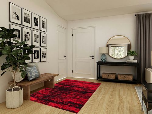 Antep Rugs Abstract 5x7 Modern Indoor Area Rug Amg045 (Red, 5'3" x 7') in Transitional Minimalistic Entryway