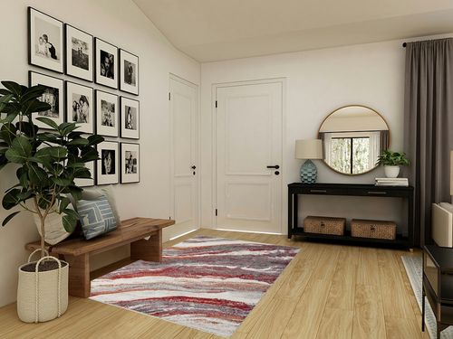 LUXE WEAVERS Lagos Collection 7983 Red 5x7 Art Deco Geometric Area Rug in Transitional Minimalistic Entryway