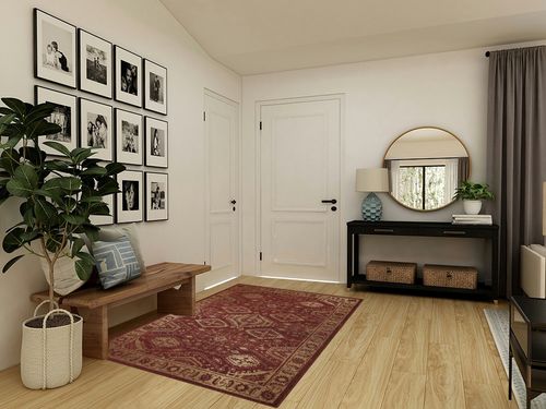 Maples Rugs Georgina Traditional Area Rugs for Living Room & Bedroom [Made in USA], 5 x 7, Red/Gold in Transitional Minimalistic Entryway