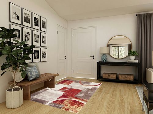 Contemporary Abstract Circle Design Multi Soft 5'3" x 7'3" Indoor Area Rug in Transitional Minimalistic Entryway