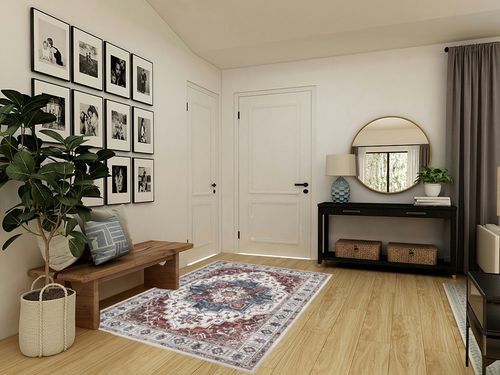zesthome Washable Rug 5x7 Area Rugs,Stain Resistant Rugs for Living Room,Bedroom,Non-Slip Backing Home Decor Rug, Vintage Medallion Pattern Rugs (Burgundy,5'x7') in Transitional Minimalistic Entryway