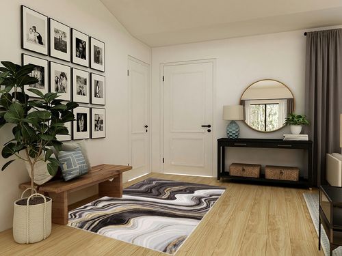 Well Woven Werrick Grey & Gold Striated Marble Pattern Area Rug (5'3" x 7'3") in Transitional Minimalistic Entryway