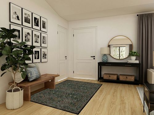 RUGGABLE Morris & Co Washable 5x7 Area Rug, Dark Green, Premium Rugs for Living Room, Bedroom, Kitchen, Office, Classroom with Gripper Non Slip Pad in Transitional Minimalistic Entryway