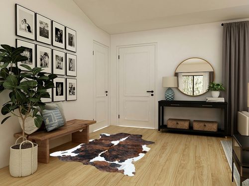 bonanza leathers Genuine Cowhide Rug Tricolor Brindle Size S/L/XL 5X6/6X7/7X8 FT (7X8) in Transitional Minimalistic Entryway