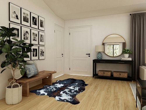 bonanza leathers Genuine Cowhide Rug Dark Tricolor Size S/L/XL 5X6/6X7/7X8 FT (7x8) in Transitional Minimalistic Entryway
