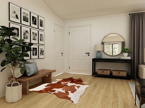 Brown and White Cowhide Rug Natural Cow Skin Cow Hide Leather Area Rug Hair On, 5 ft X 6 ft Premium Brown White Large in Transitional Minimalistic Entryway