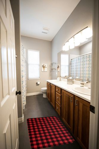 Christmas Doormat Rugs Outdoor/Indoor Rustic Red Black Buffalo Check Plaid Pattern Non-Slip Entrance Welcome Matt for Front Door/Bathroom/Kitchen/Bedroom/Patio/Entryway Floor Mats,18"x30", Farmhouse in Wooden and Grey Bathroom