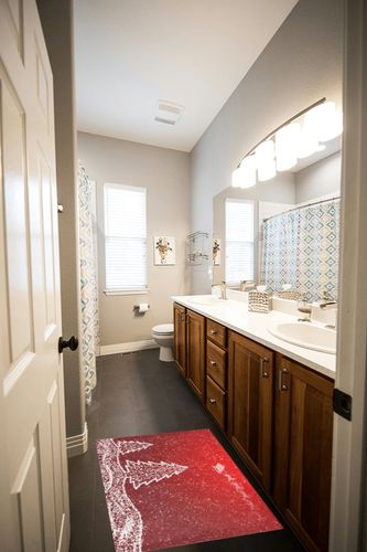 Christmas Rugs Fluffy Bath Rugs, Christmas Trees Snowflakes Red Bathroom Rug Kitchen Rug Soft Fuzzy Mat Carpet ShaggyShower Rug Water Absorbent in Wooden and Grey Bathroom
