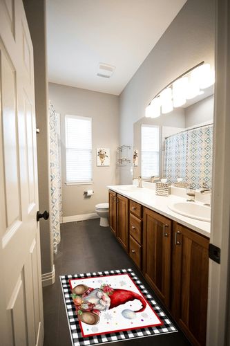 2' x 3' Area Rug, Christmas Non-Skid Rubber Backing Large Rectangle Rugs - Living Room Bedroom Home Office Red Poinsettia Gnomes Snowflake Black White Plaid Indoor Floor Mat Carpets in Wooden and Grey Bathroom