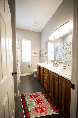 Area Rug, Red Buffalo Plaid Wood Grain Christmas Buffalo Plaid Ball Area Rug, Living Room Rugs, Area Rugs for Bedroom Decor&Living Room Decor, Carpet 2x3ft Bedroom Rug, Rugs for Living Room in Wooden and Grey Bathroom