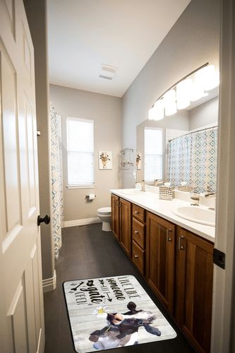 Black White Cow Kitchen Rugs Spring Summer Daisy Wood Plank Bath Rug Runner Comfort Mat Non-Slip Doormats Carpet for Bathroom Indoor 39" X 20" in Wooden and Grey Bathroom
