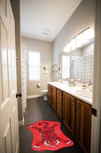 Chfukew Red Tiger Bathroom Rugs Microfiber Non Slip Shower Bath Mat Soft Washable Living Room Area Rug Cute Kitchen Bathroom Decor in Wooden and Grey Bathroom