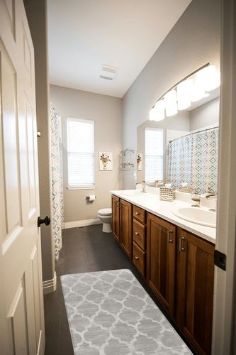 Grey Moroccan Non Slip Laundry Room, Bathroom, Kitchen, Bedroom Area Rug in Wooden and Grey Bathroom