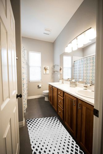 Howie Patterned Black/White Area Rug Ivy Bronx Rug Size: Rectangle 2' x 4' in Wooden and Grey Bathroom