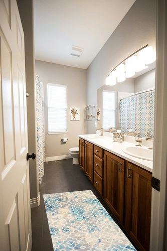 Wonnitar Moroccan Washable 2x4.3 Kitchen Rug Runner,Non-Skid Abstract Distressed Laundry Room Throw Rug,Low Pile Non-Shedding Print Carpet Runner for Bedroom Entryway Bathroom,Blue/Yellow/Grey in Wooden and Grey Bathroom