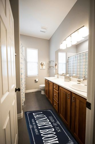 ROMAMIGO Laundry Room Rug Runner Non Slip Laundry Mats Mudroom Runner Farmhouse Kitchen Floor Mat Bathroom Laundry Room Decor Accessories(Black, 20 X 47 inch) in Wooden and Grey Bathroom