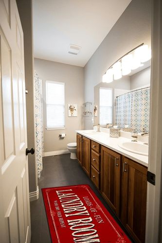 ROMAMIGO Laundry Room Rug Runner Non Slip Laundry Mats Mudroom Runner Farmhouse Kitchen Floor Mat Bathroom Laundry Room Decor Accessories(Red, 20 X 47 inch) in Wooden and Grey Bathroom