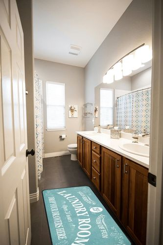 ROMAMIGO Laundry Room Rug Runner Non Slip Laundry Mats Mudroom laundromat Runner Farmhouse Kitchen Floor Mat Bathroom Laundry Room Decor Accessories(20 X 47 inch, Teal) in Wooden and Grey Bathroom