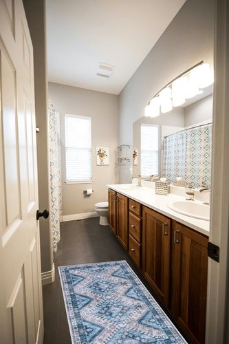 Beeiva Tribal Hallway Runner Rug, 2x4 Blue Kitchen Runner Rugs Non Skid Washable, Vintage Distressed Non-Shedding Laundry Room Rug Machine Washable Rug for Entryway Bedroom Kitchen in Wooden and Grey Bathroom