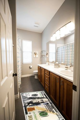 HUAHOO Money Rugs 100 Dollar Bill Runner Area Rug for Living Room Kitchen Rug Laundry Runner Rug Bedroom Bathroom Mat (18" x 43") in Wooden and Grey Bathroom