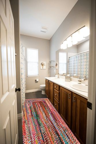 Multi Farmhouse Braided Kitchen, Bedroom, Living Room, Hallway, Dining Room Area Rug in Wooden and Grey Bathroom