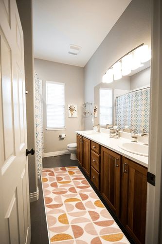 Lahome Boho Runner Rug - 2X 8 Washable Runner Rug Non-Slip Bathroom Runner Rugs with Rubber Backing Ultra-Thin Geometric Carpet Runner for Hallways Kitchen Laundry Bedroom,(2'x 8',Multi) in Wooden and Grey Bathroom