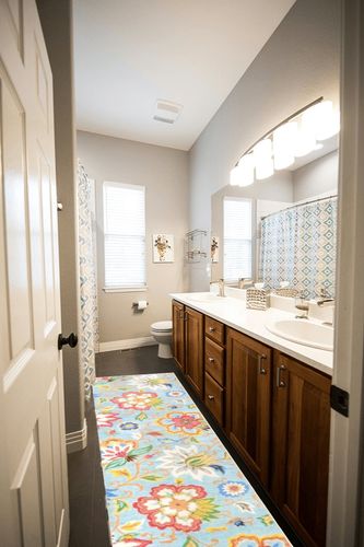 Beeiva Washable Kitchen Runner Rug, 2x8 Colorful Modern Plant Floral Runners for Hallways with Rubber Backing, Runner Rugs for Hallway 2x8 Rugs for Entryway Kitchen Runner Rugs Non Skid Washable in Wooden and Grey Bathroom