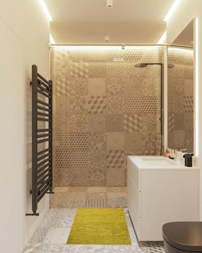 Stevphen Solid Color Machine Woven Chenille Area Rug in Yellow Gracie Oaks Rug ... in White Tiled Bathroom