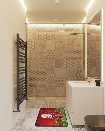 Christmas Rug Kitchen Rugs Runner Red Christmas Snowman Doormat Bath Rugs Non Slip Area Rugs for Bathroom Kitchen Indoor 39" X 20" in White Tiled Bathroom