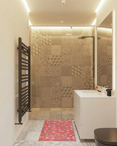 Christmas Red Fir Bath Rugs Washable Absorbent Kitchen Rugs and Mats 39 x 20 Inch Bathtub Mats for Accessories Decor Laundry Room in White Tiled Bathroom