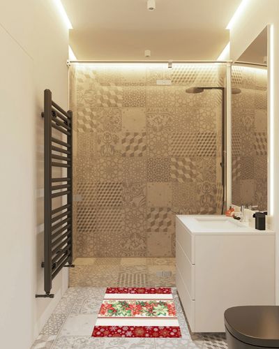 OComster Christmas Rectangle Shape Large Area Rugs - 2 x 3 Feet Xmas Poinsettia Green Leaf Berry Red Snowflake - (Non-Woven + Rubber) Low File Floor Mat in White Tiled Bathroom